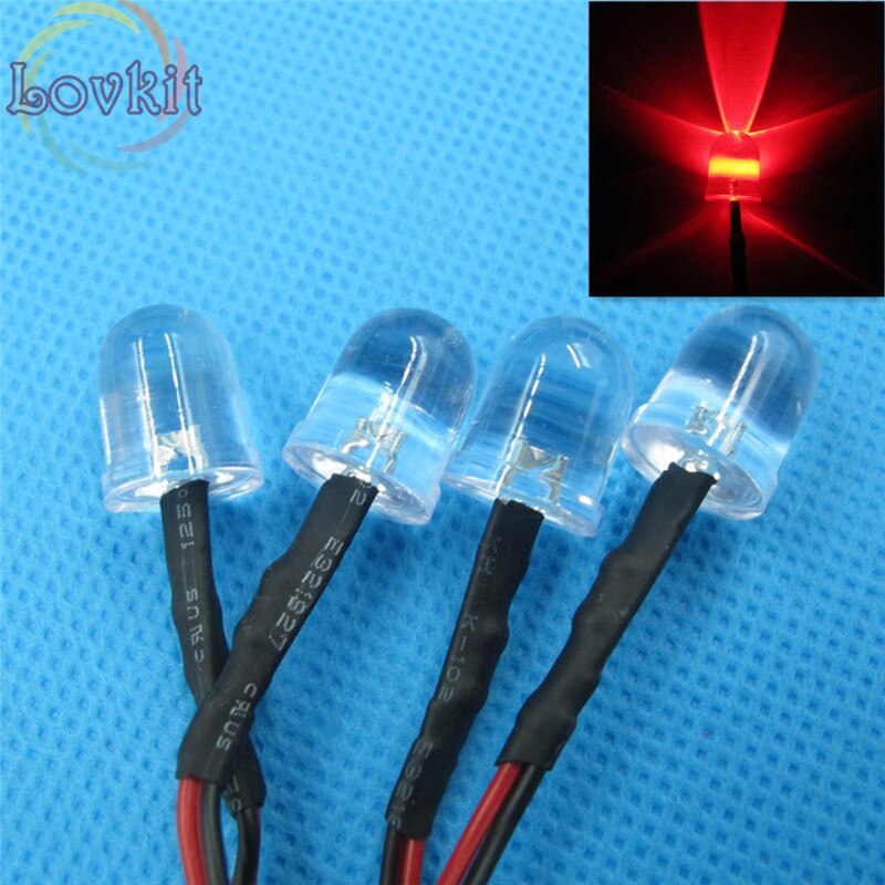 20 stks 10 MM 12 v Pre-Wired Weerstand Ronde Top Rode Leds Emitting Diode 12 V DC 20 CM Led Lamp Licht Voor auto DIY Retail en