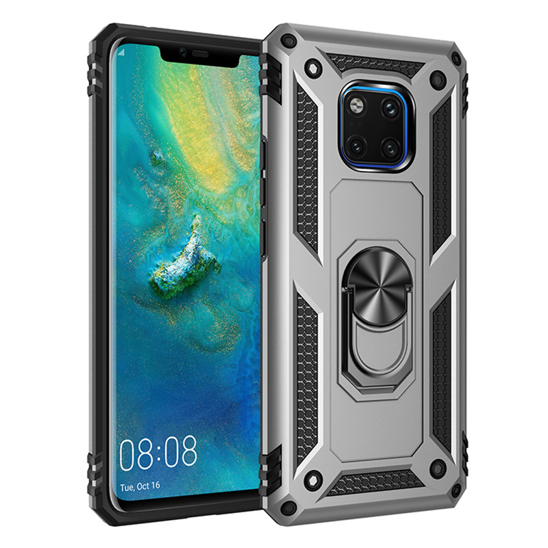 Til huawei mate 20 pro cover magnet bilring stativholder cover til huawei mate 20 pro lya -l09 lya -l29 silikone kofanger coque capas: Abs / Sølv