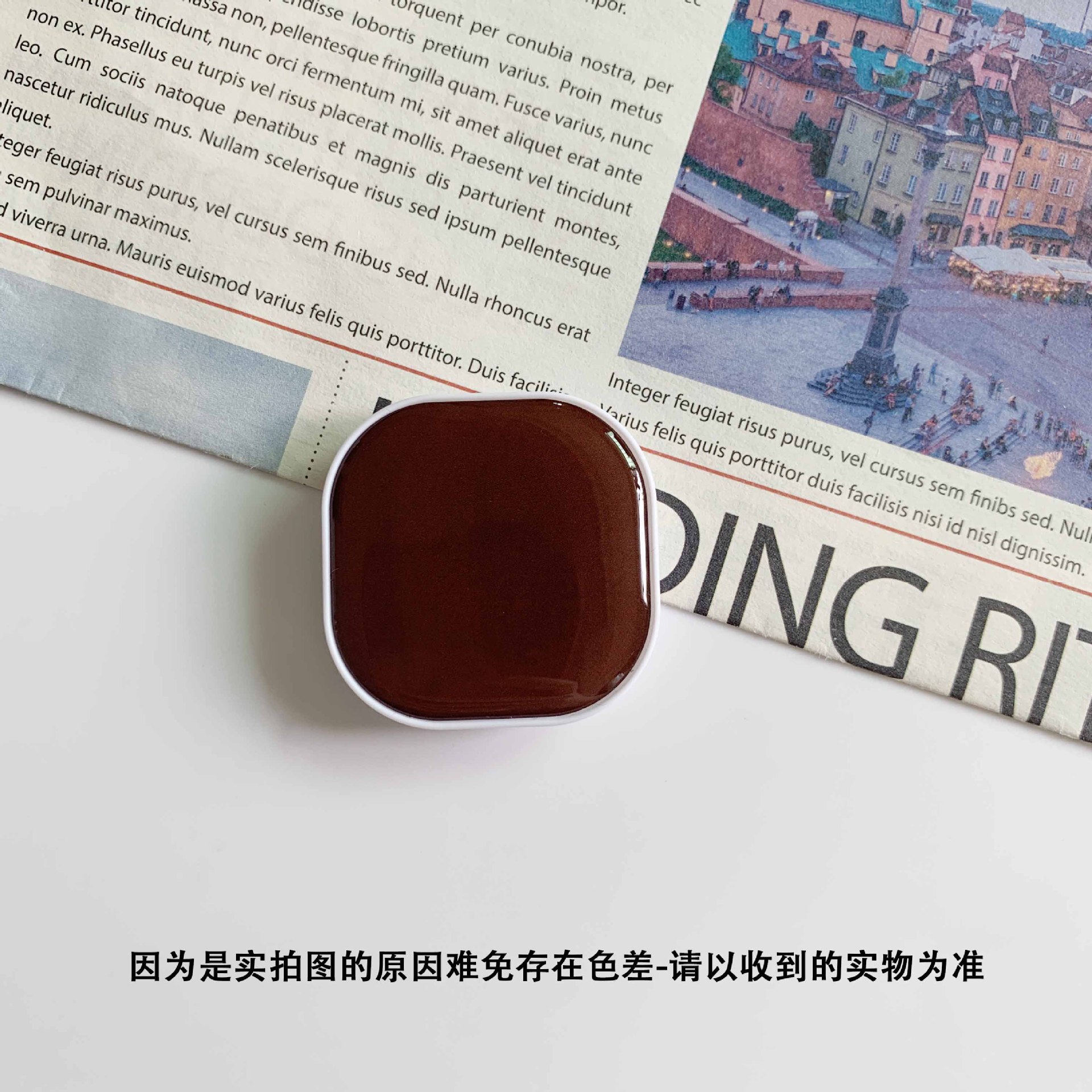 Solid Color Square Phone Holder Foldable Tablet Stand Socket Finger Fit Easy Grip Universal for iPhone 11 X XR Xiaomi note 9 pro: N15 Dark brown