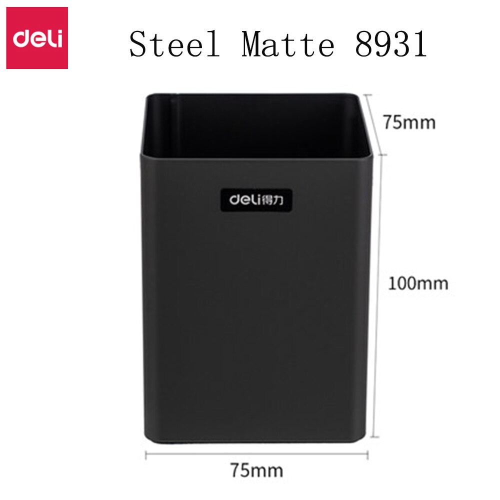 Deli Metal Pen Pencil Holder Box Home Office Cup Accessories Desk Organizer Sturdy Supplies Stationery Storage Containers: Steel Matte 8931