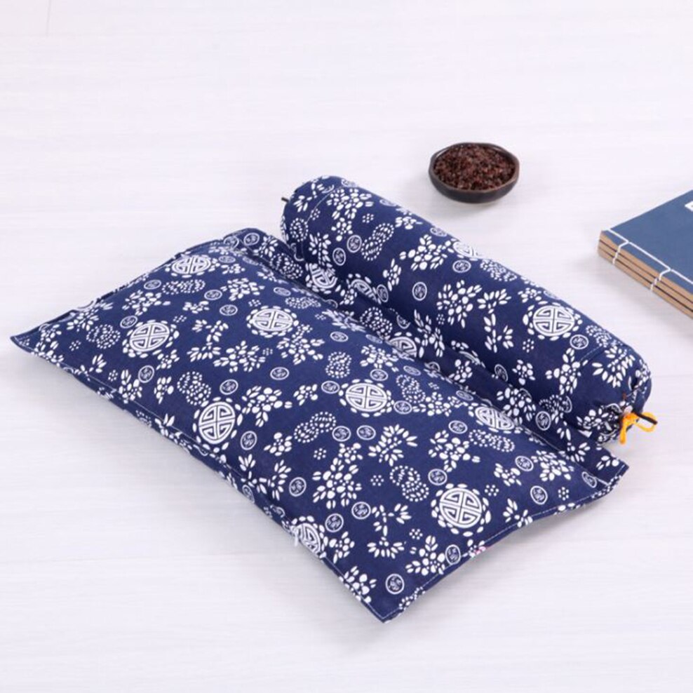 Buckwheat Cervical Pillow 2 In 1 Combination Old Coarse Cloth Buckwheat Pillow Orthopedic Recommendation Healthy Neck Pillow: antique