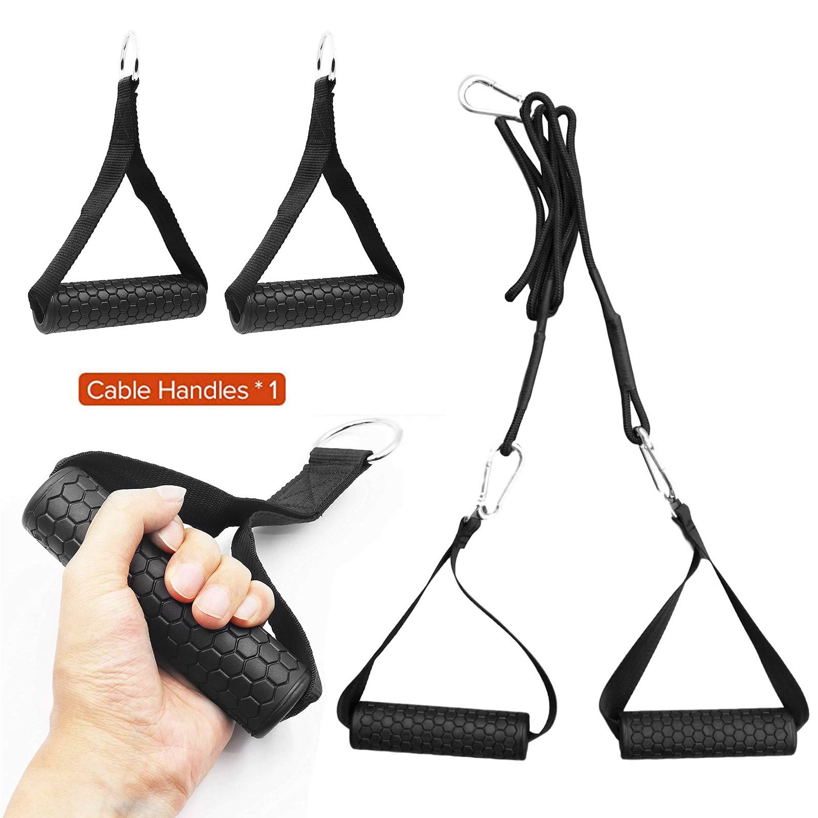 DIY Pulley Rope Exercise Handles Grips Heavy-duty Cable Pulley Handles Training Strap Fitness Exerciser Workout Belt
