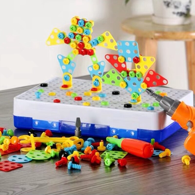 Kreative freundlicher Elektrische Bohrer murmeln Montiert Spiel Werkzeug DIY Modell Bausatz Gebäude Pädagogische Blöcke setzt Spielzeug für Jungen