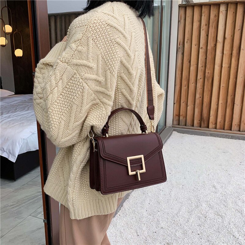 Sac à main en cuir PU pour femme, fourre-tout rétro bonne , sac à main de styliste à serrure pour voyage, sacoche Messenger,