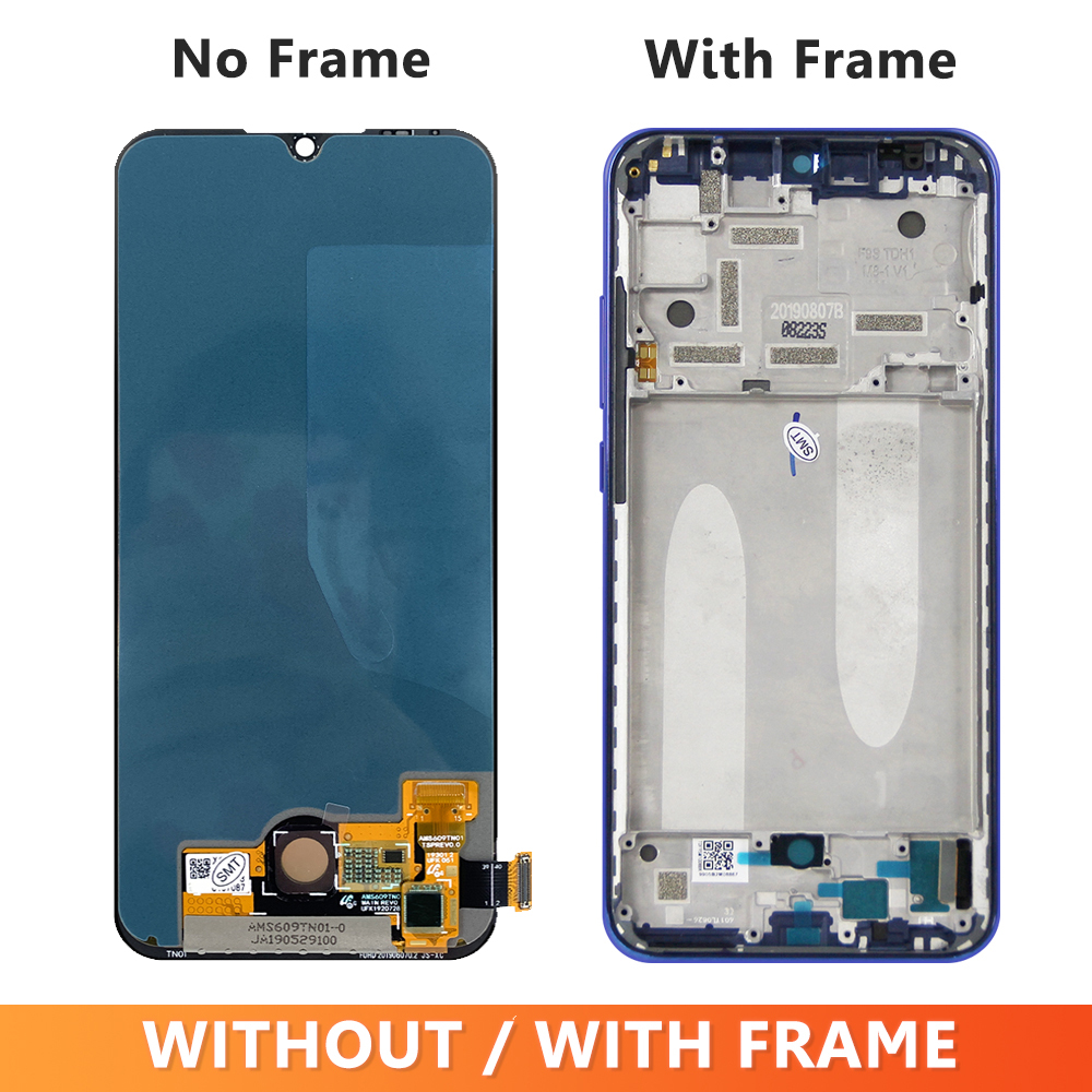 AMOLED for Mi A3 M1906F9SH Display with Frame, for Xiaomi Mi CC9e Lcd Display Touch Screen Digitizer Assembly Replacement CC9E