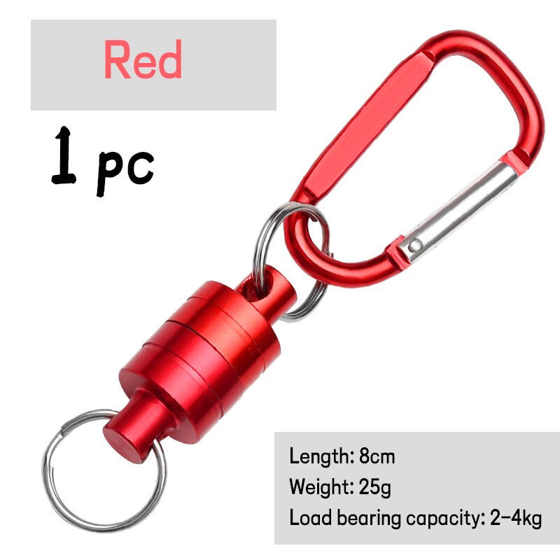 WIFREO – filet magnétique de pêche à la mouche, boucle magnétique, lanière à dégagement rapide, connecteur de terre, mousqueton, outil de pêche en plein air: 1pc a red