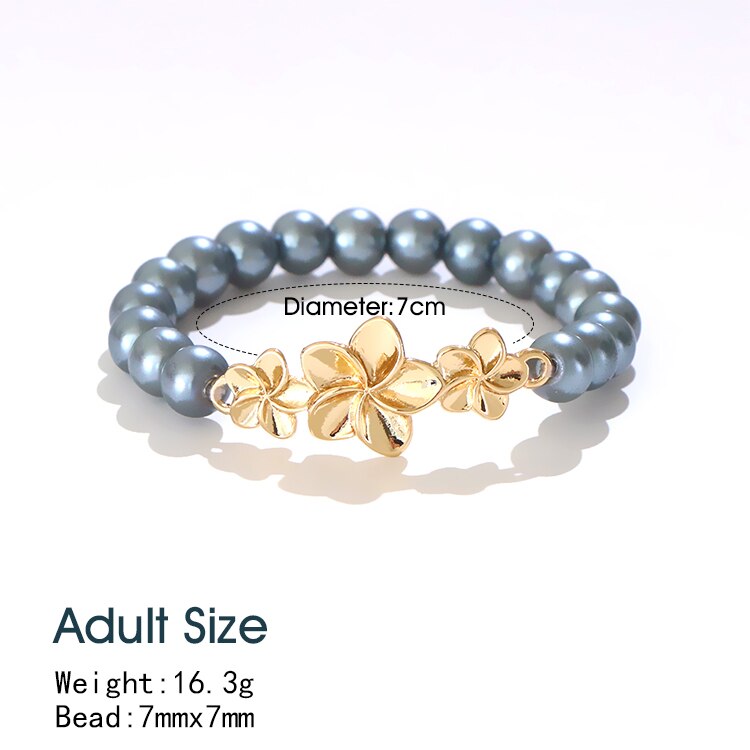 KOMI Adult/Kid Size Polynesian Hawaiian Samoa Marshall Jewelry Imitation Pearls Flower Turtle Seahorse Men Woman Bracelet Bangle: GJZ439 Adult Size