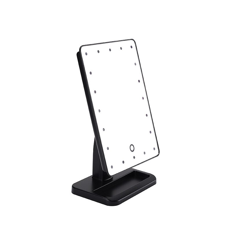 Altavoz Bluetooth maquillaje LED espejo iluminado de mesa de cosméticos espejo de vanidad con 20 Pantalla táctil ajustable 10X lupa: No Bluetooth-black