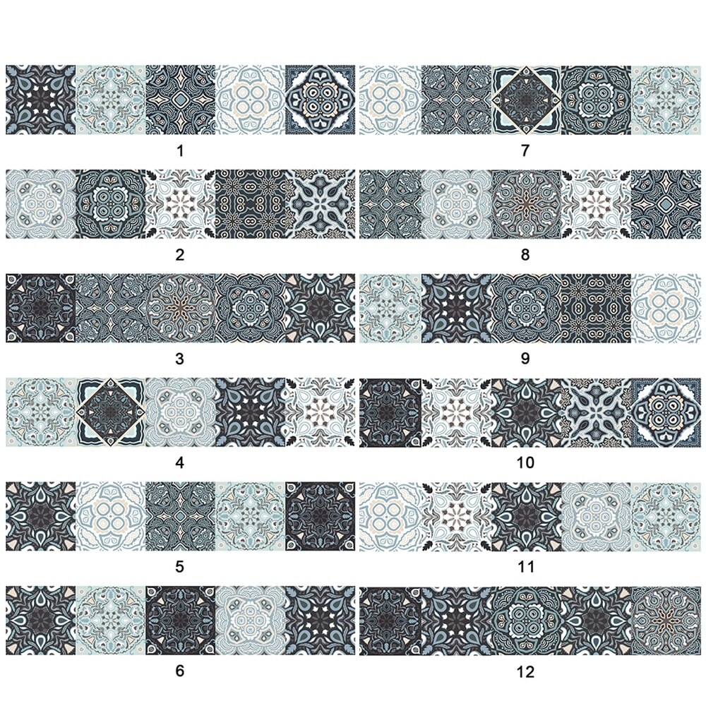 Retro Tiles Wall Stickers for Bathroom kitchen Tile Stickers Decor Adhesive Waterproof PVC Wall Stickers Kitchen Waist Line