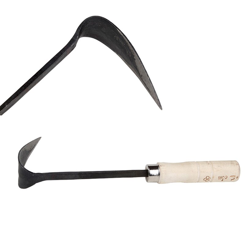 Hand Plow Wooden Short Handle Hoe Korean Style Traditional Garden Digger Tool for Better Home Garden JAN88