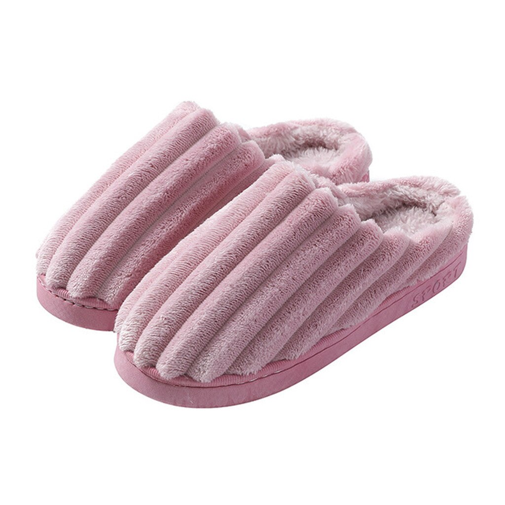 Winter Warme Thuis Vrouwen Bont Slippers Leuke Effen Kleur Indoor Katoen Dames Slippers Zachte Memory Foam Koppels Schoenen # P30: Paars / 11