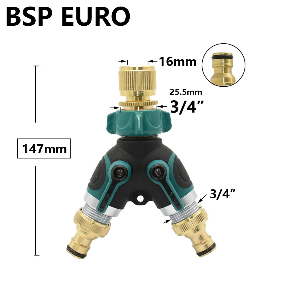 Brass 3/4" Thread Garden Tap Hose Water Splitter 2-Way Garden Irrigation Valve Y Type Watering Adjustable Switch Controller: Red