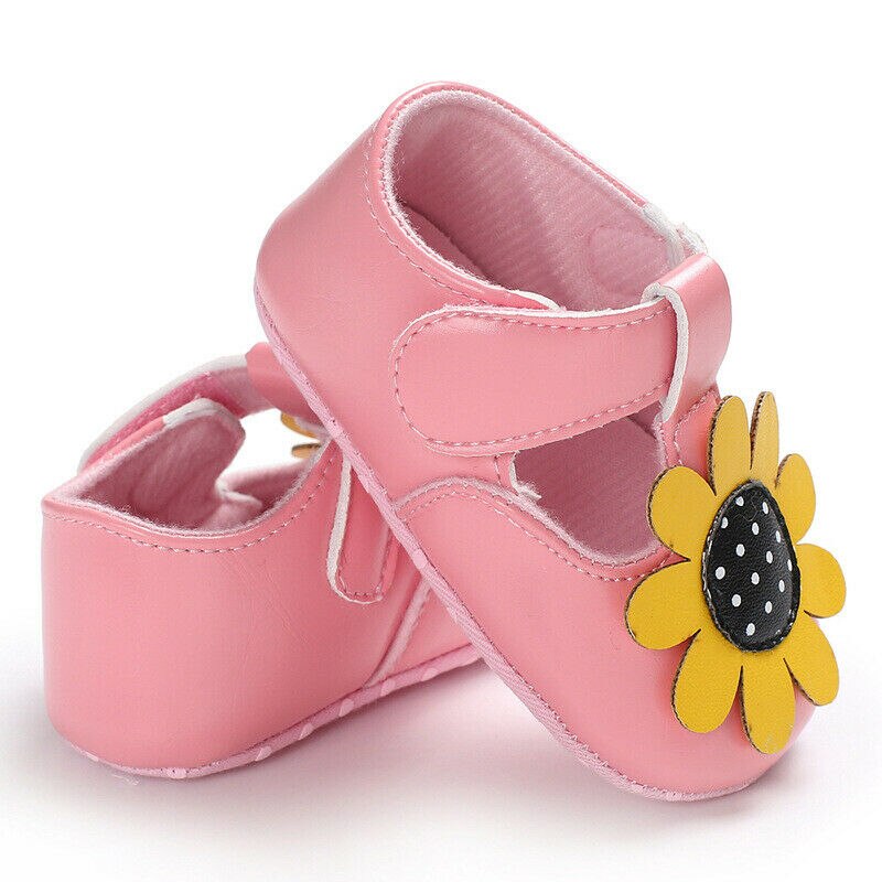 Newborn Baby Girl Sandals Leather Shoes Sunflowers Cute Shoes