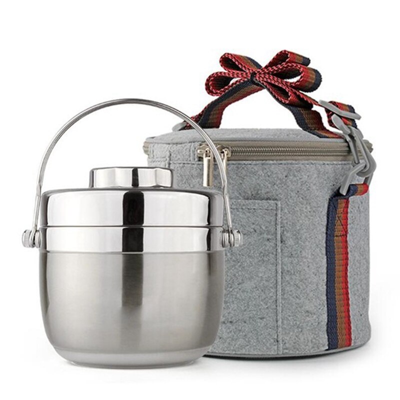 1.2L 1.5L Vacuum Thermal Stainless Steel Bento Box Japanese Style Office School Lunch Box For Kids Travel Food Container Bag Set