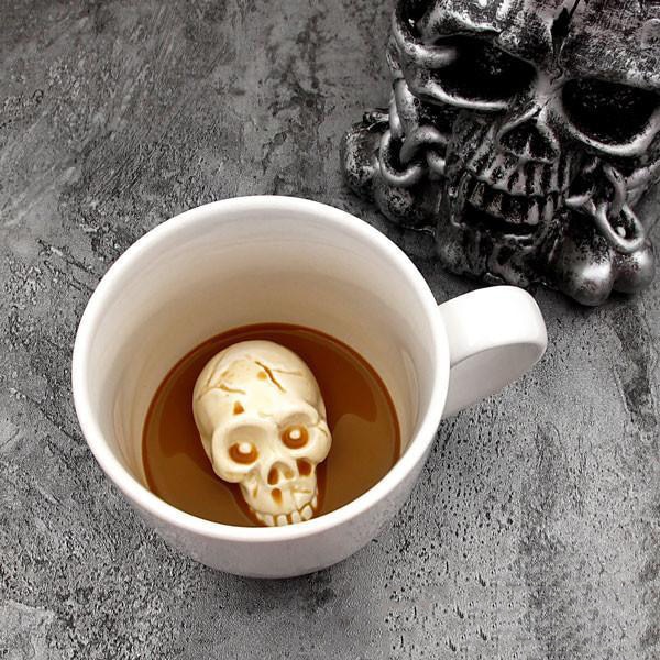 Keramisk kop med kraniet halloween og fødselsdag uhyggelig kaffekop krus til kaffe og te elskere xh8z