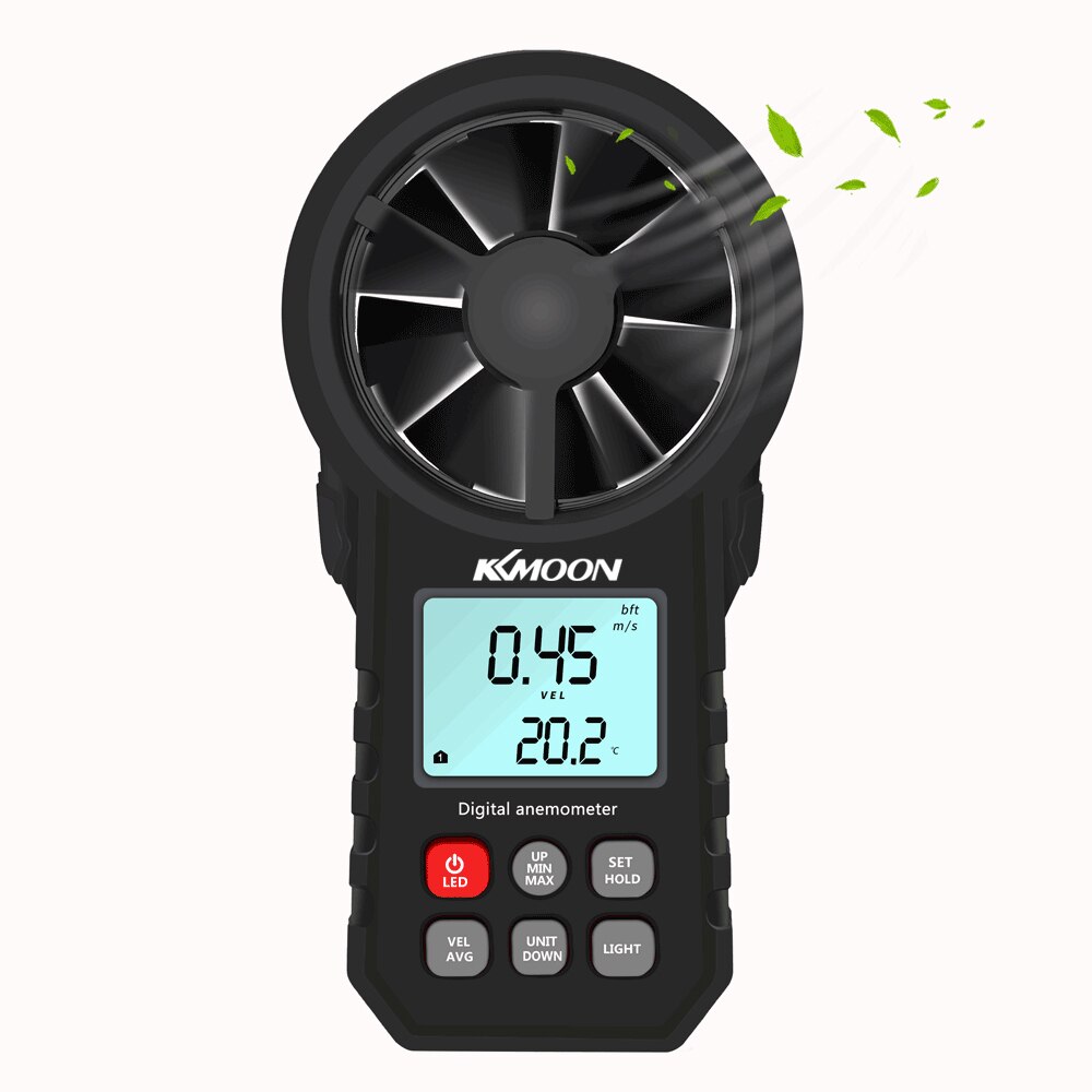 KKMOON Wind Meter Handheld Anemometer Tragbare Wind Geschwindigkeit Meter CFM Meter Wind Messgerät mit Lcd-hintergrundbeleuchtung Wind Sensor: Schwarz