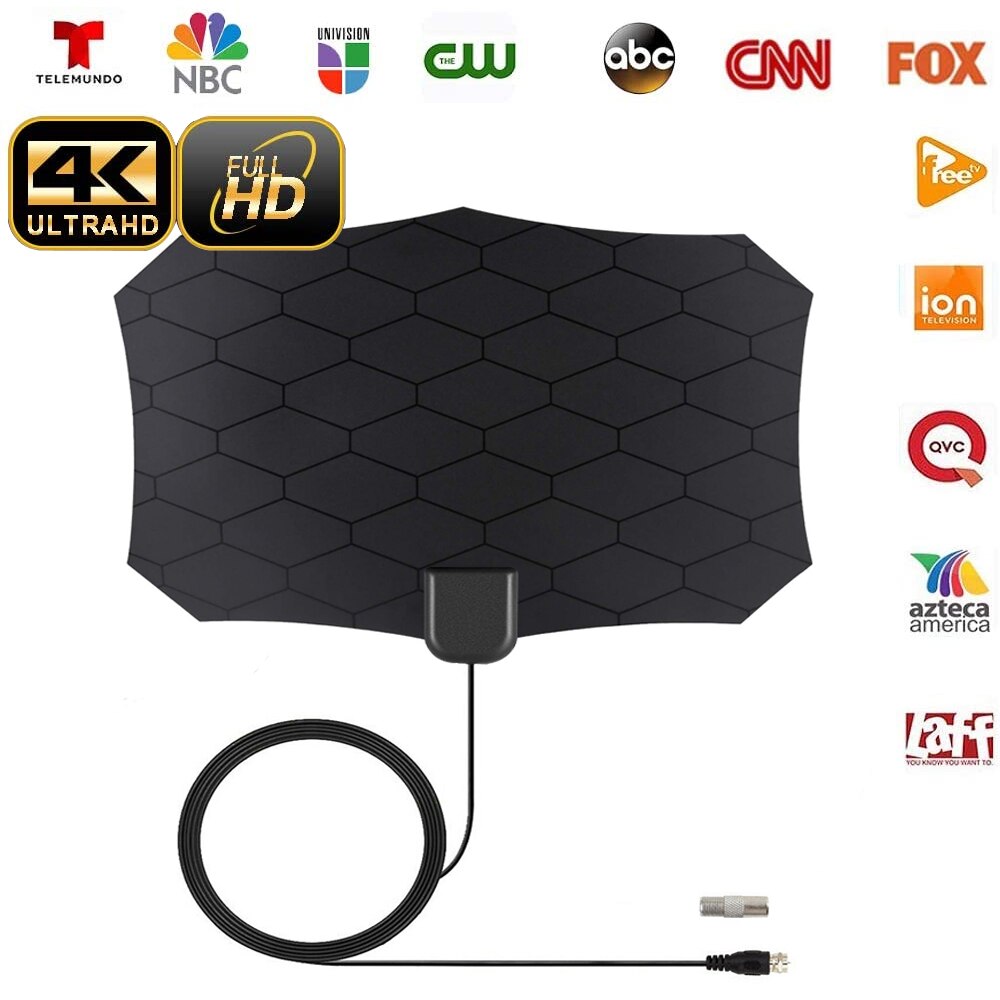 Flat Indoor TV Aerial HD Signal Amplifier HDTV Digital TV Antenna HDTV 50 Miles Range VHF UHF TV Antenna For Digital TV