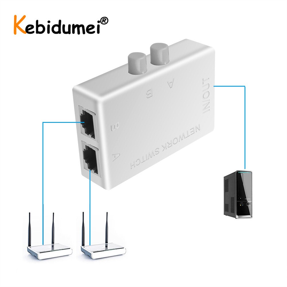 2 Ports RJ45 LAN Network Switch Selector RJ-45 Ethernet Network Cable Box Switcher Manual Sharing Switch Adapter HUB