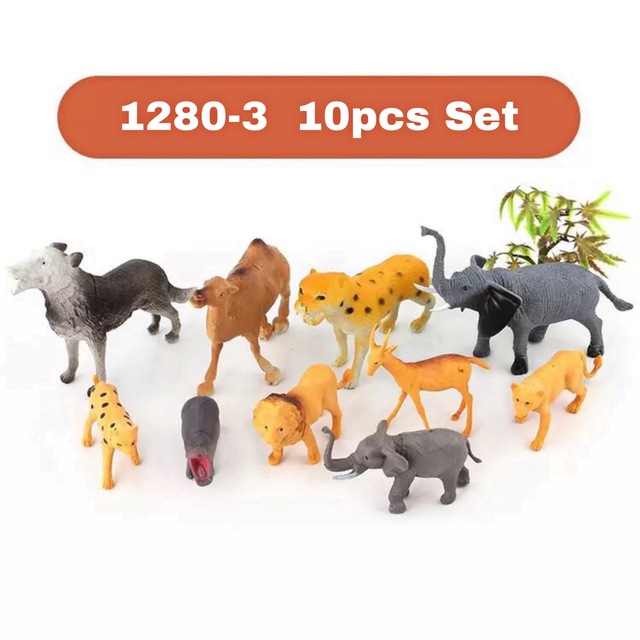 DIY Wild Jungle Zoo Animal Models Tiger Lions Leopard Action Figures Set Collection Doll Educational Toy for Children: 1280-3