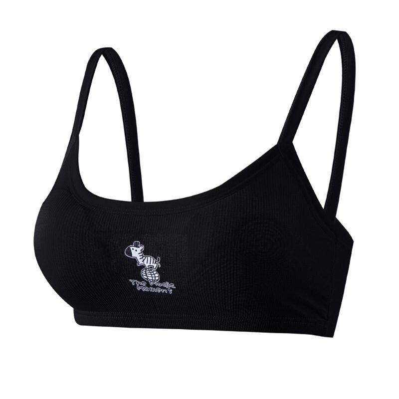 Girl Underwear Soft Cotton Bra for Kids Teenager Training Vest Underwear Puberty: Black