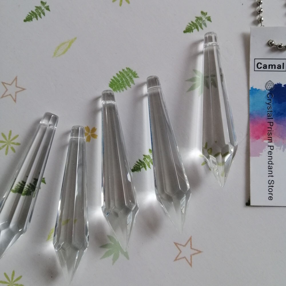 5 st 65mm klart glas kristall istappar ljuskrona lampa prismor spetsiga hänge diy pärla hängande solfångare belysning delar