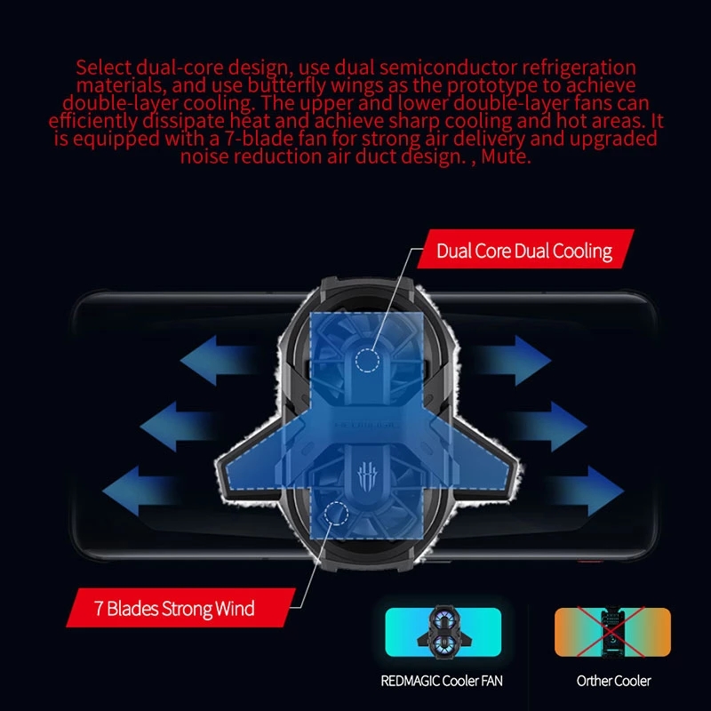 Original Nubia RedMagic 6 Gaming Phone Dual Core Fan Cooler for Red Magic 6 Pro ICE Dock Redmagic 6S Pro cooling back clip