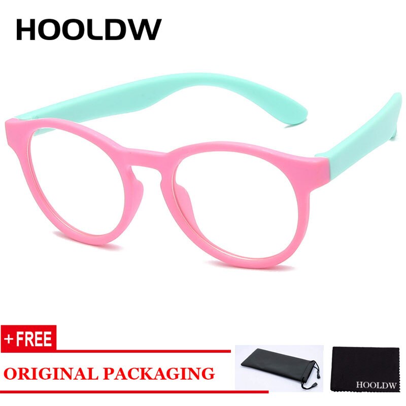 Pyöreä sininen valo lasten silmälasit lasten optiset kehykset silmälasit pojat tytöt tietokone läpinäkyvät estävät heijastamattomat silmälasit: Vaaleanpunainen vihreä