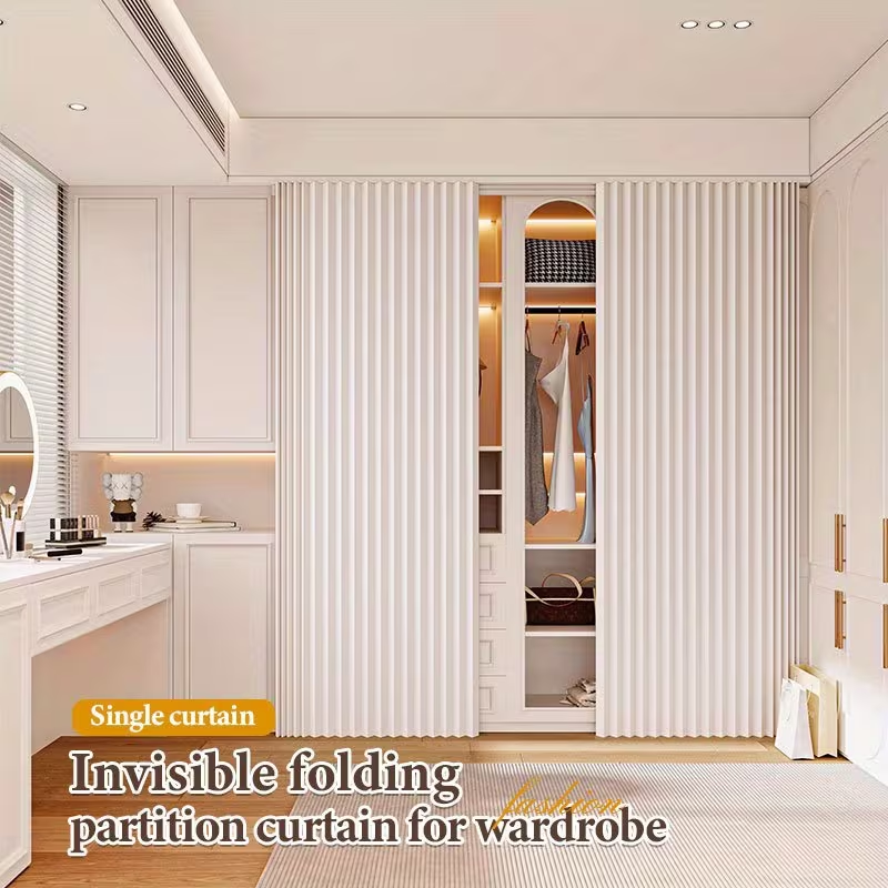 Super Thick Foldable Door Curtain with Hole-Free Invisible Storage Home Decor with Hanging Hooks Included