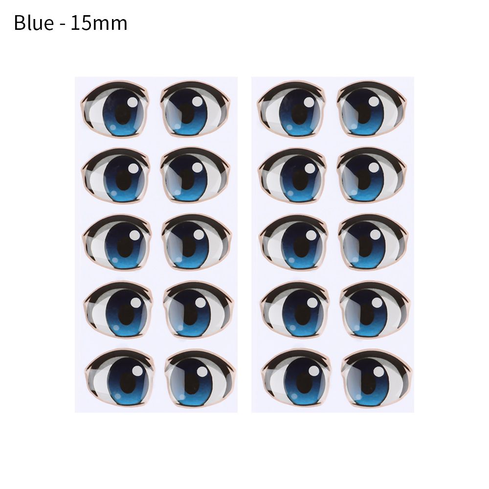 10 Pair Cute Cartoon Eyes Stickers Boy Anime Figurine Doll Face Organ Paster Decals DIY Glass Eye Chips Paper Doll Accessories: DULL