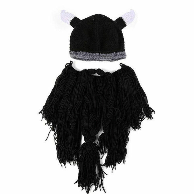 Chapeau Viking tricoté pour hommes | Long chapeau en corne de barbe, Vagabond barbarie, bonnet de Ski fou Halloween,