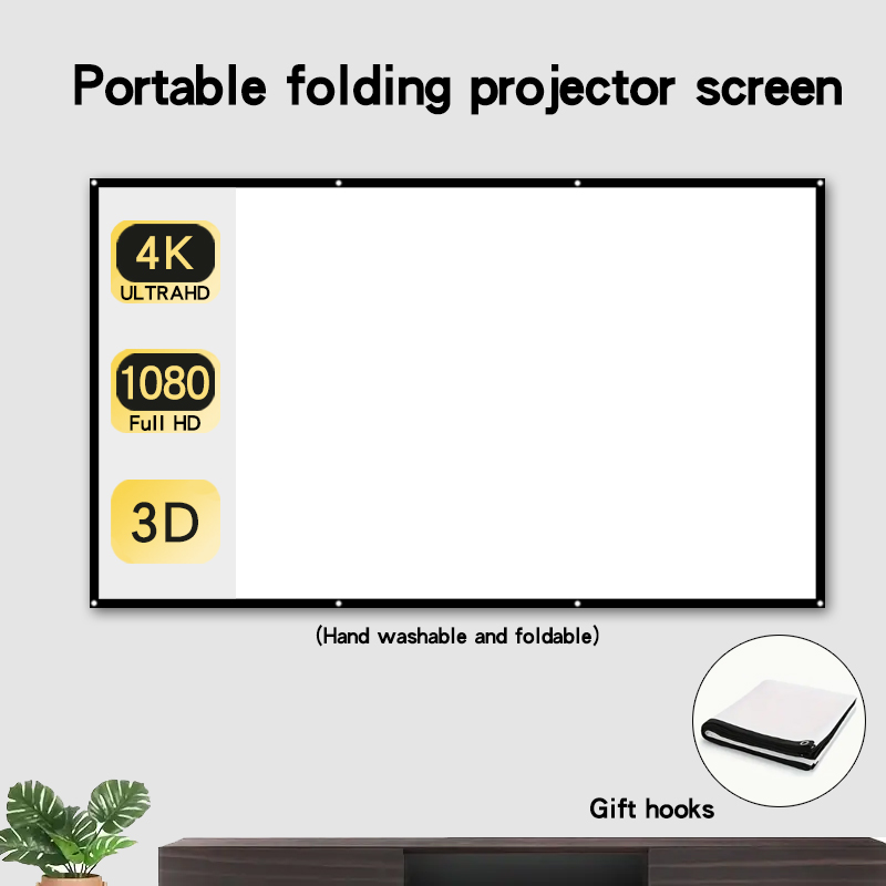 Simple wall mounted projection soft screen foldable outdoor camping entertainment movie screen high-definition washable 16:9