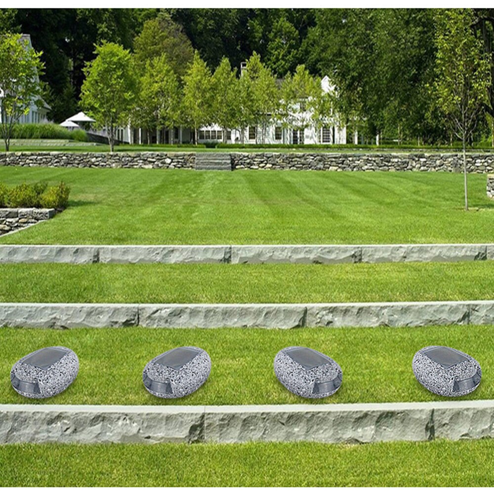 2 sztuk solarna lampa imitacja kamienia wodoodporna energia słoneczna lampka drogi podjazd podjazd światło krajobrazu na zewnątrz na zewnątrz (szary)