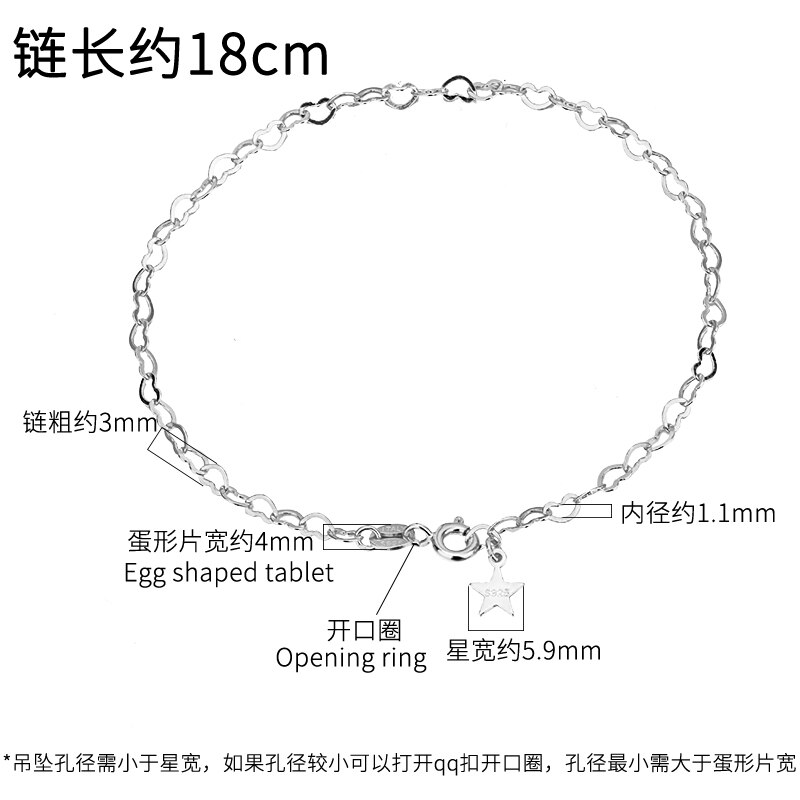 S925 Puur Zilver Temperament Mooie Liefde Ketting Hart Ketting Kruis Ketting Armband Sieraden Diy Accessoires Materiaal: Platinum plated