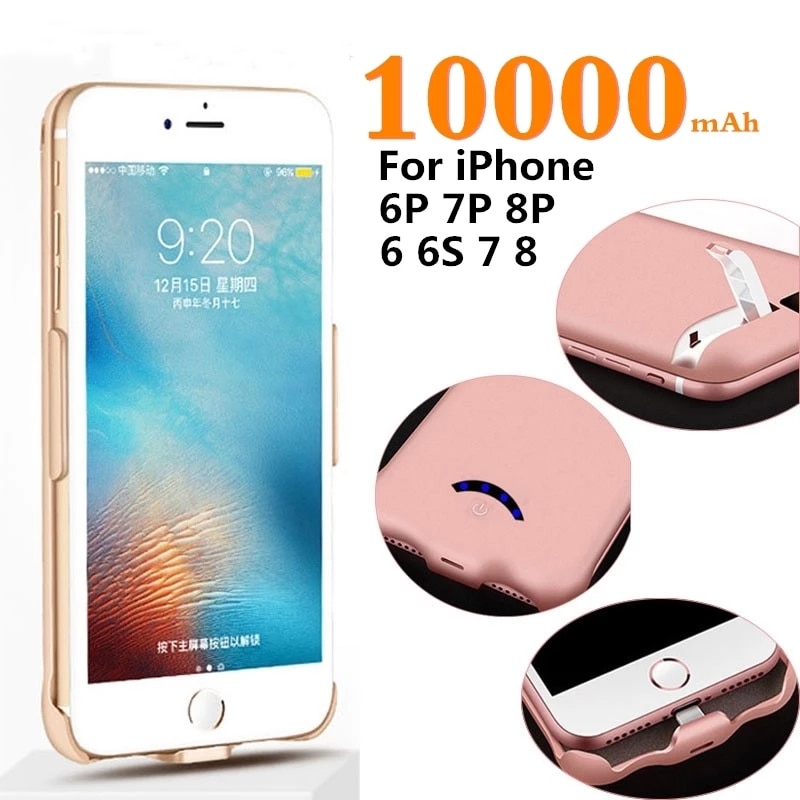 gorący 10000mAh szczupły ultra cienka ładowarka Obudowa dla iPhone 8 7 6 s 6 s plus moc Bank utworzyć kopię zapasową ładowarka Obudowa dla iphone 6 6 s 7 8