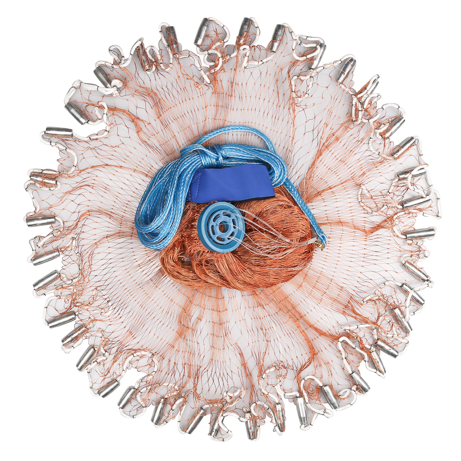 Filet de pêche en eau salée pour piège à appâts, filets de coulée à rayon de 3 pieds/4 pieds/5 pieds/6 pieds/8 pieds avec plomb en Zinc robuste, facile à lancer: 5# / Marron