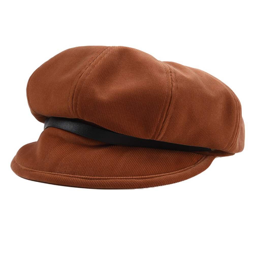 Buttermere fløjlsbuks aviskøs kasket kvinder baret britisk stil solid mørkebrun gul sort orange dame ottekantet kasket