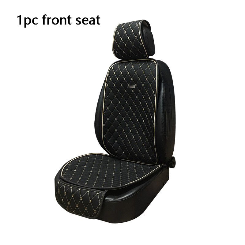 AUTOROWN Natural Flax Car Seat Cushion Universal Size Linen Fabric Seat Cover Auto Accessories Summer Automobile Seat Covers: 1pc BLACK-BEIGE