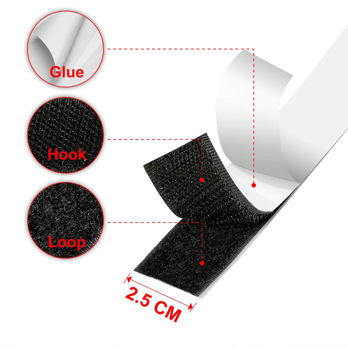 1-10M Klittenbanden Zelfklevende Klittenband Tape Sluiting Huis Diy Magic Tap Auto Lijm sterke Lijm Stickers Sticker Riem