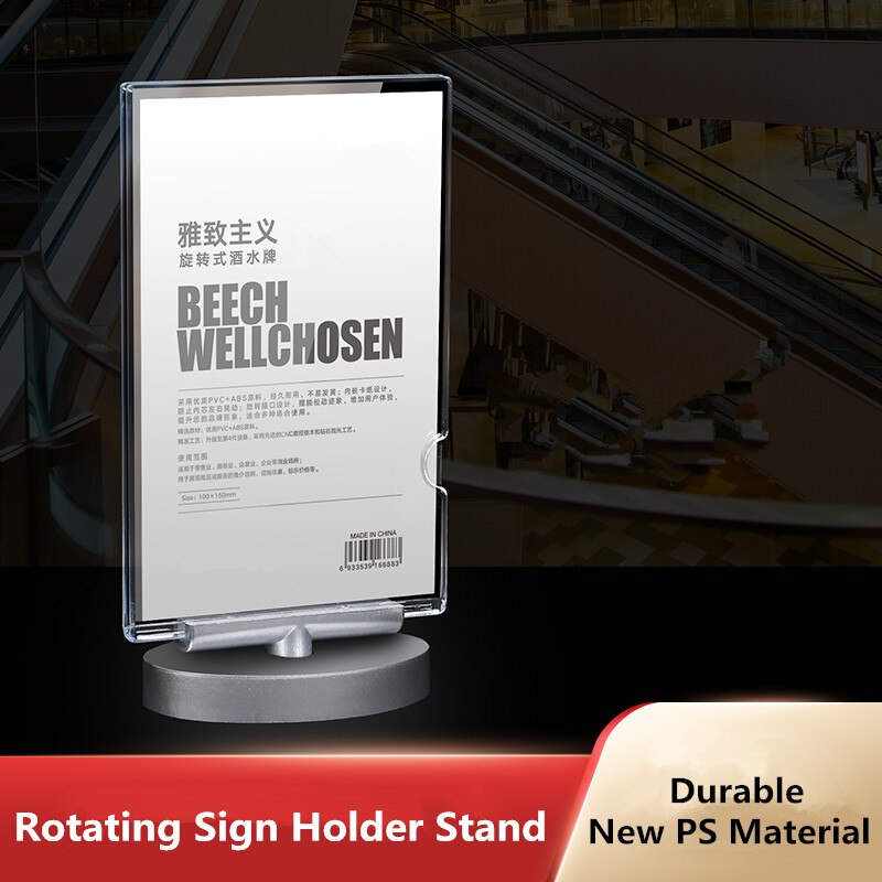A5 Double Side Rotating Table Acrylic Menu Paper Sign Holder Display Stand Table Number Price Display Frame