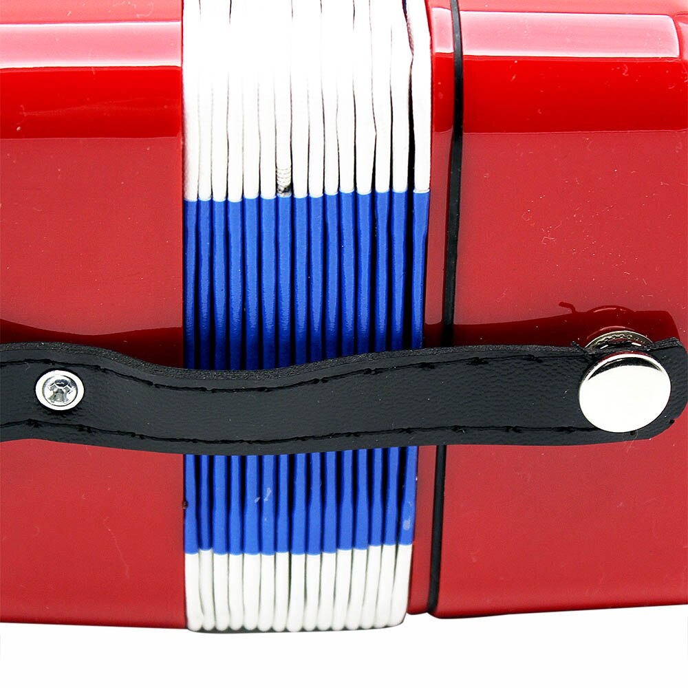 D'Luca Child Button Toy Accordion red 7 Keys + 3 Buttons Children Kids Button Toy Accordion