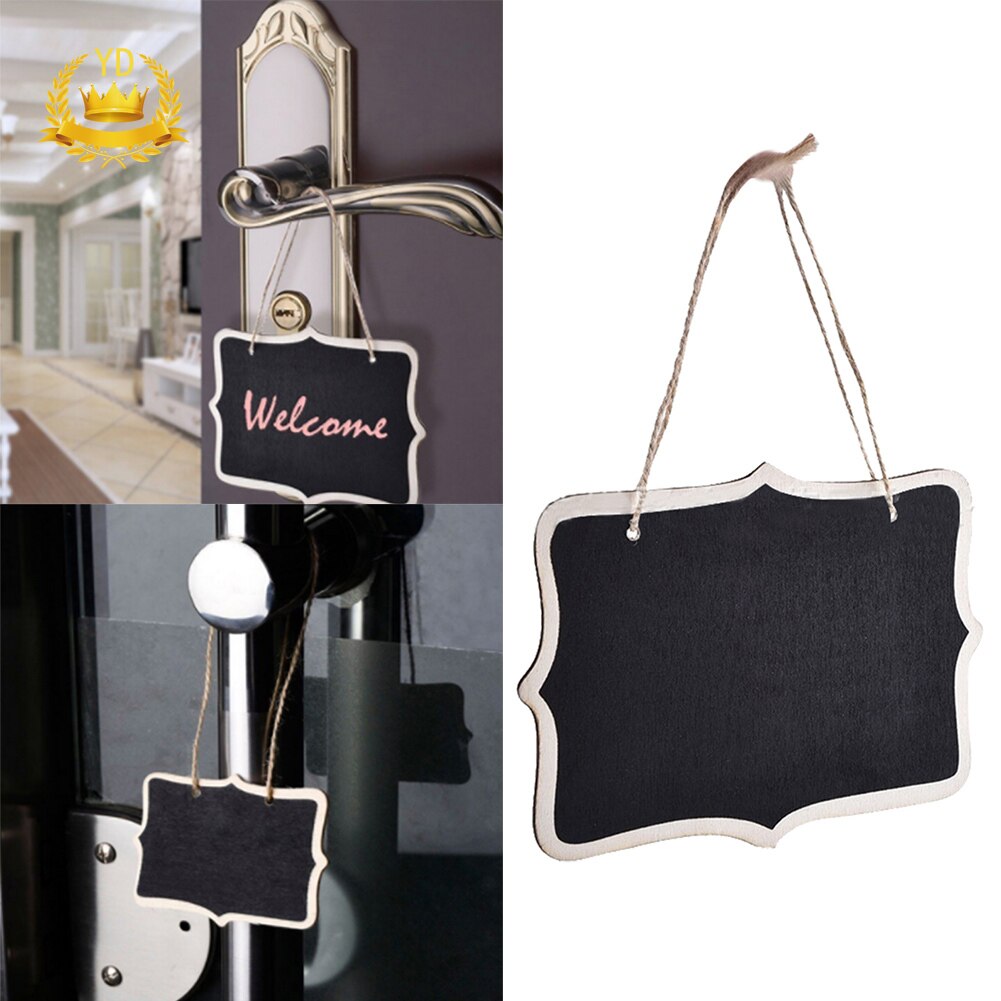 Houten Mini Opknoping Blackboard Schoolbord Bericht Memo Note Krijt Board Wordpad Met String Thuis Party Wedding Decor