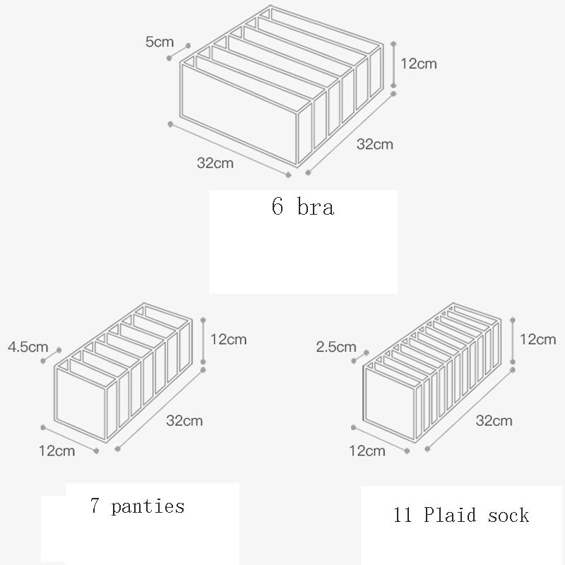 Organizador de Armario para Dormitorio, Caja de Almacenamiento con Separadores, para Ropa Interior y Sujetadores, 7 Rejillas Plegables