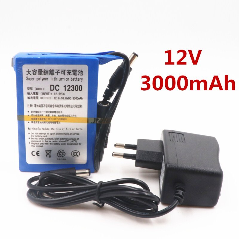100% nuovo DC 12V 3000mAh Li-ion DC12300 batteria ricaricabile Super con spina per batterie per telecamere CCTV Baterias Bateria