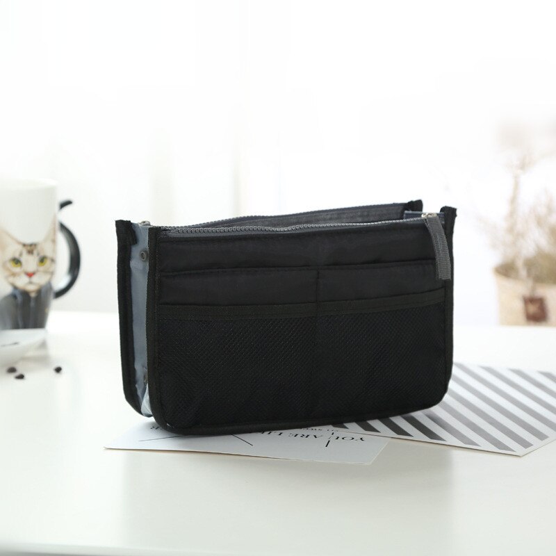 Bolsas de viaje multifuncionales de lona, bolsas de almacenamiento para cosméticos, bolsas de organizador informal para hombre y mujer: Black