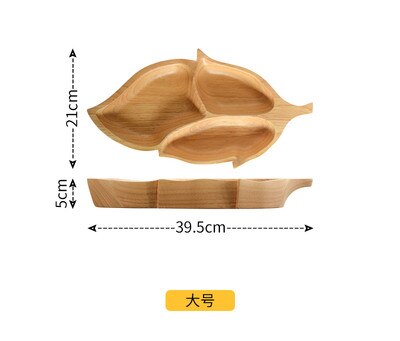 Massivt tre frukt tallerkener peanøtter form desserter tallerken sushi tallerken blad form desserter tallerken flerbruks serveringsbrett: Cl