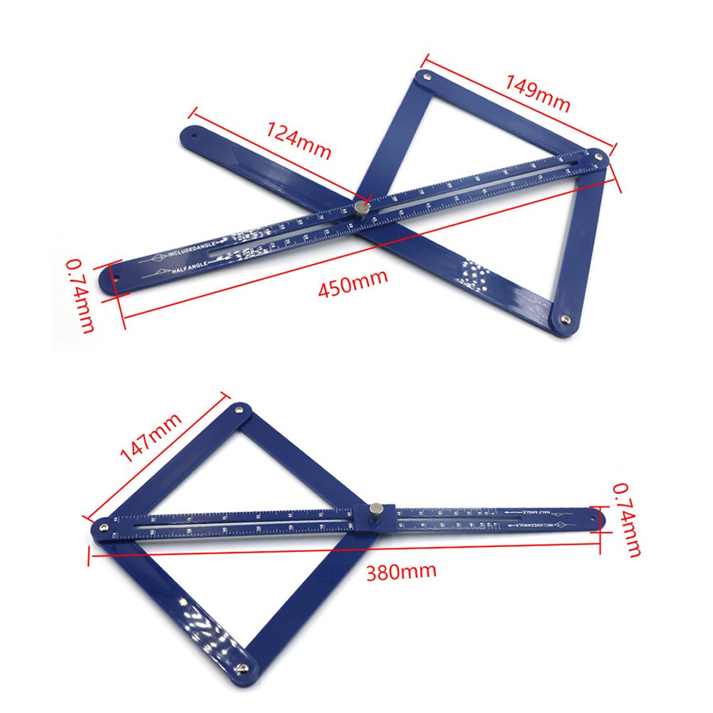 Heerser Verstelbare Multi Hoek Meten Tegel Gat Locator Opvouwbare Liniaal Gradenboog Voor Professionele Diy Hoek Finder