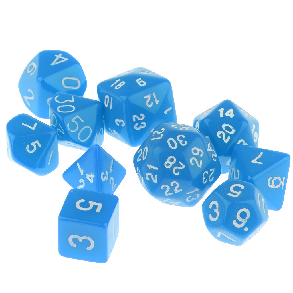 10 stück TRPG Würfel einstellen D4-D30 Digitale polyedrisch Würfel für MTG DND Rolle Spielen Accs: Blau