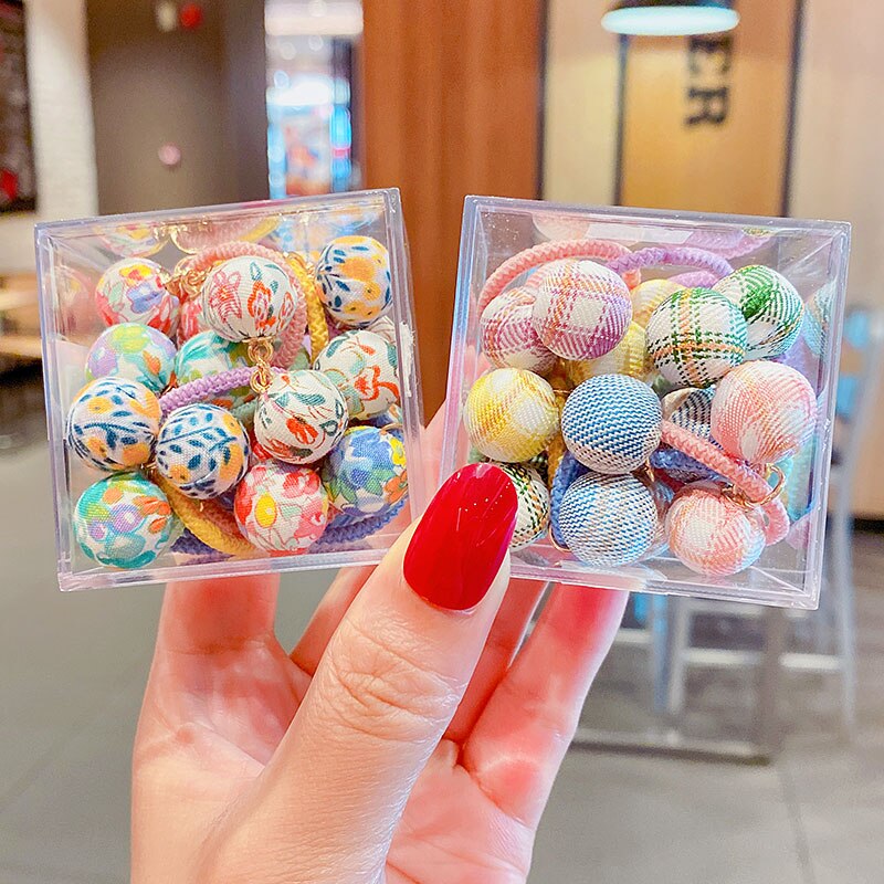 10/20/30PCS/Set Girl Cute Boll Flower Elastic Hair Bands Mini Hair Ring Ponytail Holder Scrunchies Kid Princess Hair Accessories: 07