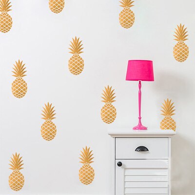 Ananas ananas avtagbar vinyl diy väggdekaler för vardagsrum barnkammare sovrum heminredning väggmålning tapet: Guld-