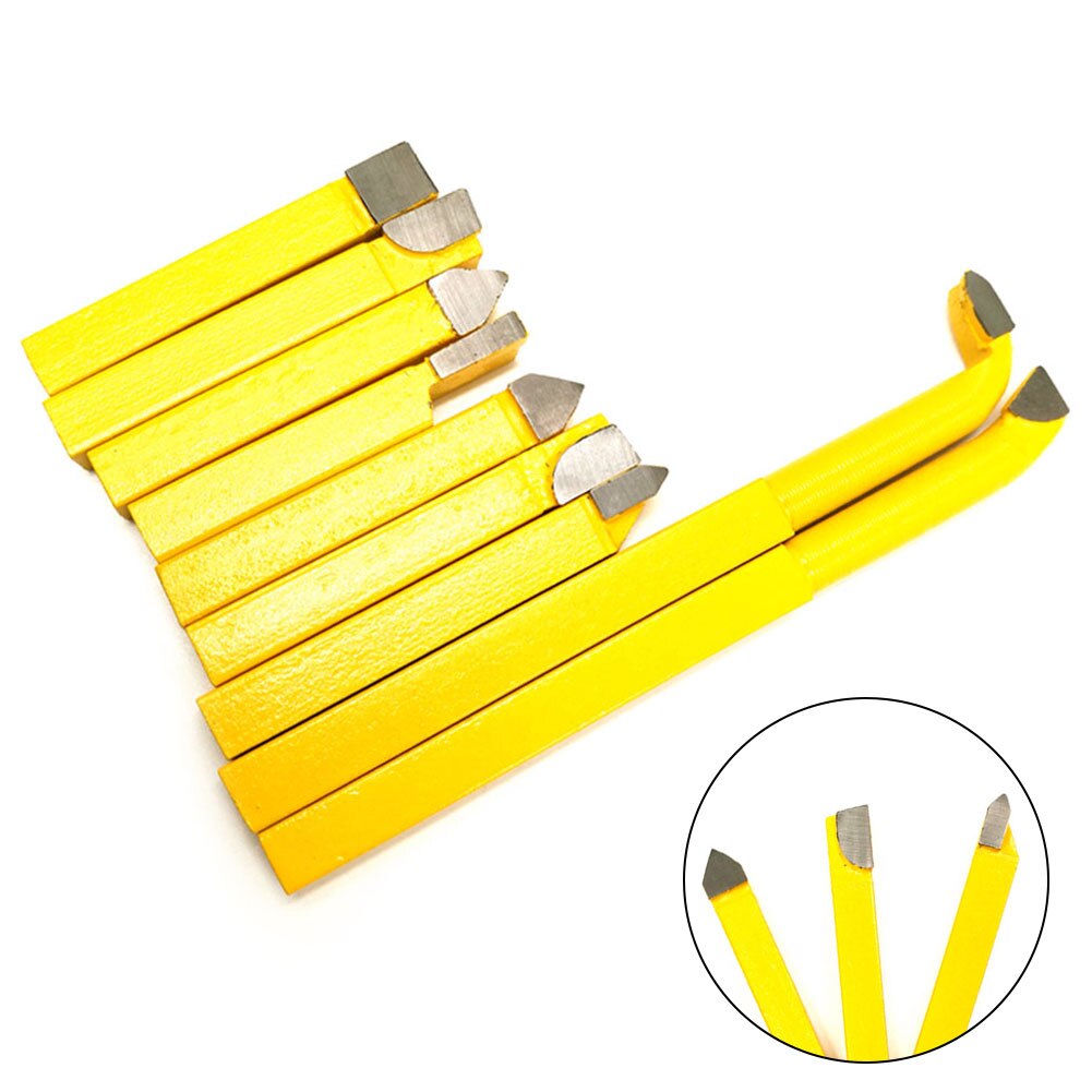 9pcs Alloy Carbide Brazed Tipped Lathe Tools Set 8*8mm Shank Turning Milling Tool Welding Cutter Bit For Metal